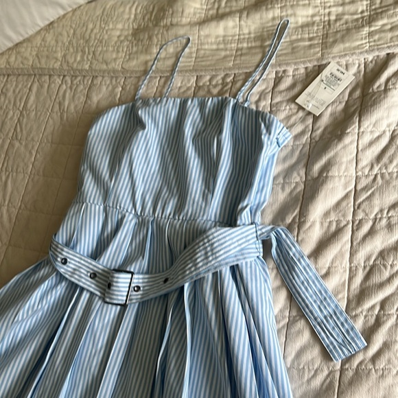 A New Day Blue and White Striped Dress with Belt - Picture 2 of 9